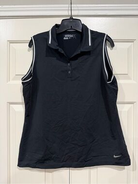 Nike Black Sleeveless Polo with White Trim